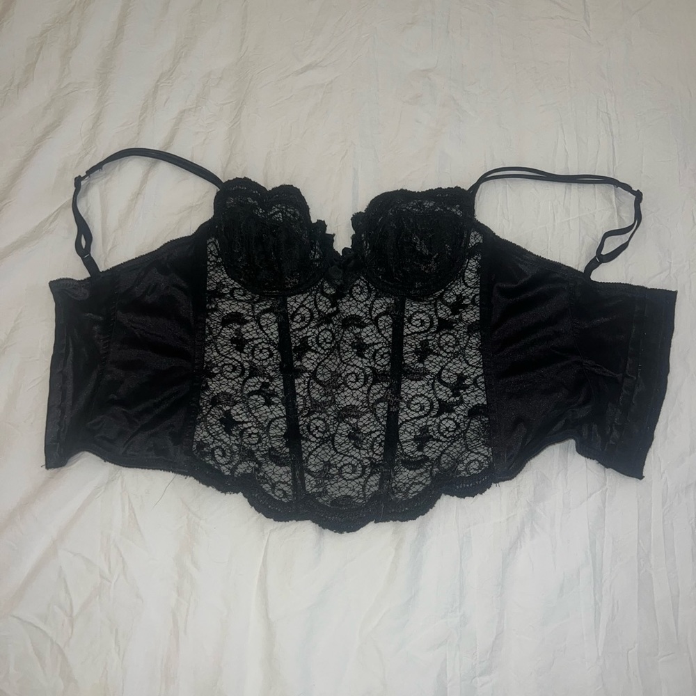 Vintage black lace gold label Victoria secret bustier corset - Picture 4 of 6